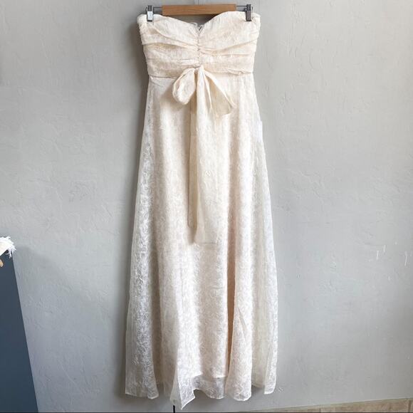 NWT Lulus Met Your Match Cream‎ Strapless Ruched Maxi Dress - Picture 3 of 8